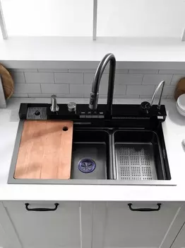 Мойка кухонная Esbano Geyserus-5 68х45 многофункциональная, ЖК-дисплей, оружейная сталь