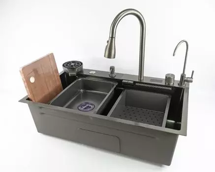 Мойка кухонная Fmark FSC002Q многофункциональная, графит матовый