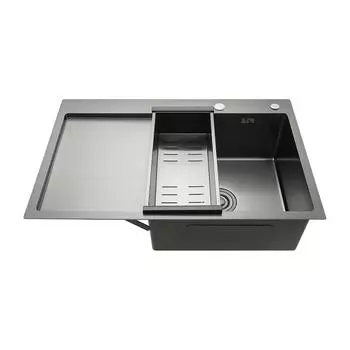 Мойка кухонная Gappo GS7850-6R с коландером, графит