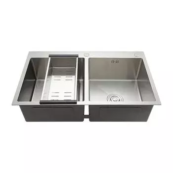 Мойка кухонная Gappo GS8350 с коландером, двойная, сатин