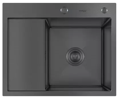 Мойка кухонная Hoffger 5848R Black чёрная, правая чаша