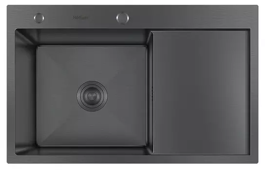 Мойка кухонная Hoffger 7850-L Black левая чаша