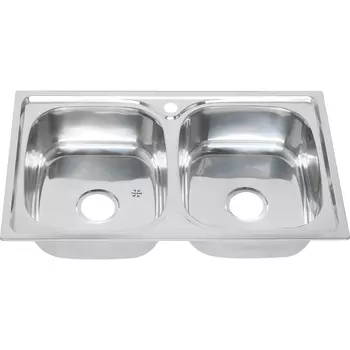 Мойка кухонная Melana 8148S 0,8/210 двойная чаша полированная 81х48 (239 ta *7)