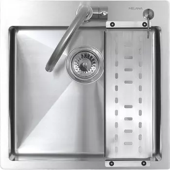 Мойка кухонная Melana ProfLine 3,0/200 MLN-R5050H 50х50 с дозатором и коландером, сатин