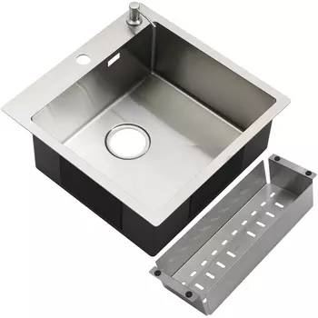 Мойка кухонная Melana ProfLine 3,0/200 MLN-R5050HK 50х50 с дозатором и коландером, сатин