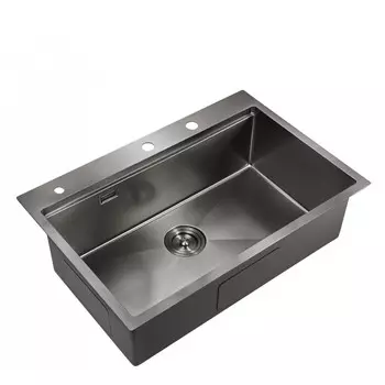 Мойка кухонная Milacio Denia 75 steel, вороненая сталь