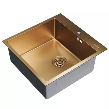 Мойка кухонная Mixline 50х50, с сифоном, бронза