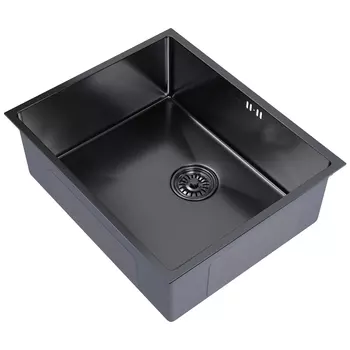 Мойка кухонная Mixline 53х43 подстольный монтаж, с сифоном, черный графит