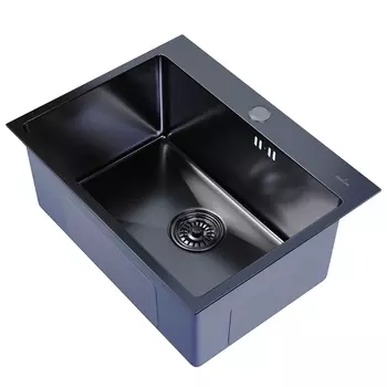 Мойка кухонная Mixline 60х45, с сифоном, черный графит