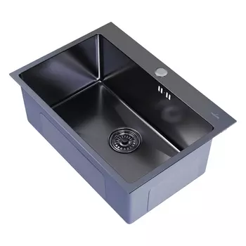 Мойка кухонная Mixline 65х45, с сифоном, черный графит