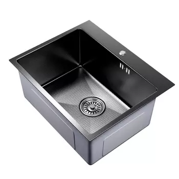 Мойка кухонная Mixline Pro 53х43 (3,0) с сифоном, черный графит НАНО