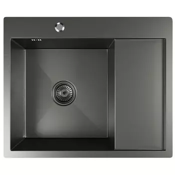 Мойка кухонная Mixline Pro 60х50 (3,0) L с сифоном, черный графит