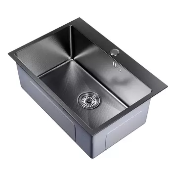 Мойка кухонная Mixline Pro 65х45 (3,0) с сифоном, черный графит НАНО