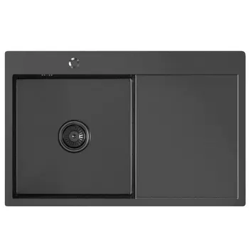 Мойка кухонная Mixline Pro 78х50 (3,0) L с сифоном, черный графит
