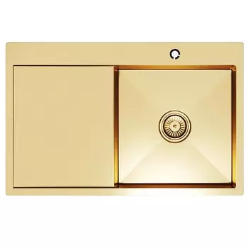 Мойка кухонная Mixline Pro 78х50 (3,0) R с сифоном, золото