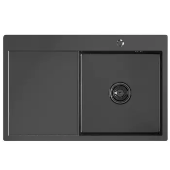 Мойка кухонная Mixline Pro 78х50 (3,0) R с сифоном, черный графит