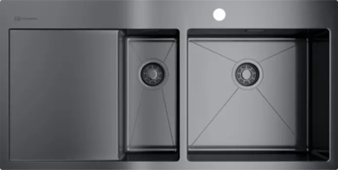 Мойка кухонная Omoikiri Akisame 100-2-GM-R вороненая сталь