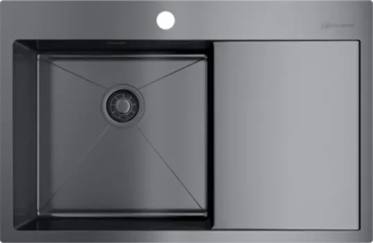 Мойка кухонная Omoikiri Akisame 78-GM-L вороненая сталь