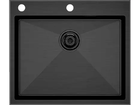 Мойка кухонная Paulmark BRIM-EDGE PM775951-GM 59х51 см, вороненая сталь