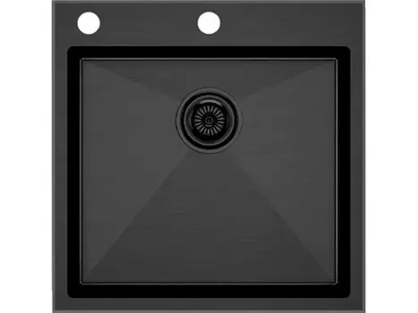 Мойка кухонная Paulmark KRONER-EDGE PM775151-GM 51х51 см, вороненая сталь