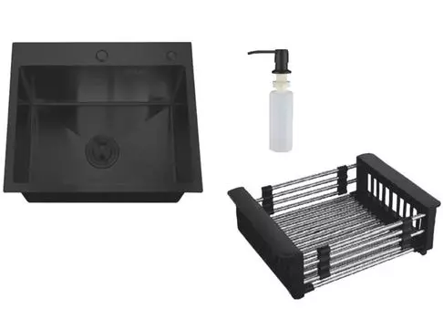 Мойка кухонная РМС MR MR-5050BL c корзиной и дозатором, графит