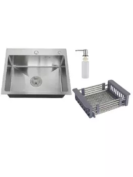 Мойка кухонная Ростовская Мануфактура Сантехники (РМС) MR-6050 c корзиной и дозатором, нержавеющая сталь