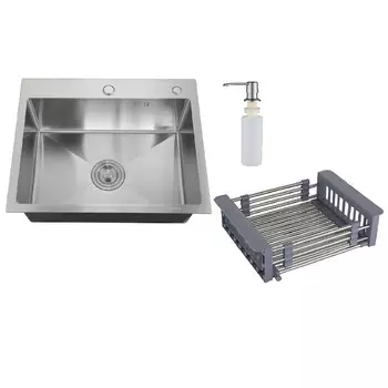 Мойка кухонная Ростовская Мануфактура Сантехники (РМС) MR-5050 c корзиной и дозатором, нержавеющая сталь