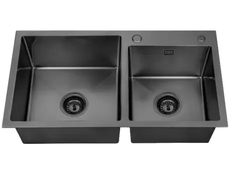 Мойка кухонная Ростовская Мануфактура Сантехники (РМС) MR-7843BL c корзиной и дозатором, черный