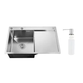 Мойка кухонная Ростовская Мануфактура Сантехники (РМС) MRK-7851L с правым крылом, дозатор, нержавеющая сталь