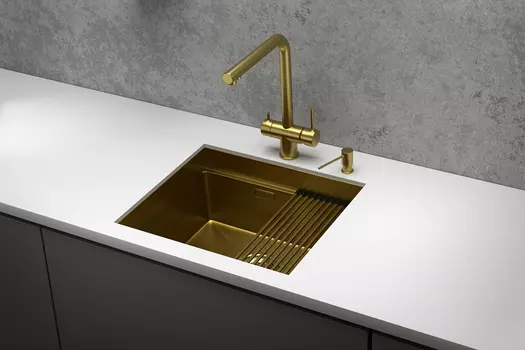 Мойка кухонная стальная Granula KS-5045U золото, сатин