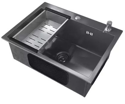 Мойка кухонная Ulgran Steel 162409 60х45 черная брашированная сталь