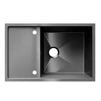 Мойка кухонная Ulgran Steel 78х50 черная брашированная сталь US 780-002