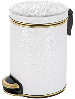 Мусорное ведро Geralis Croco V-KWG-B, белое/золото