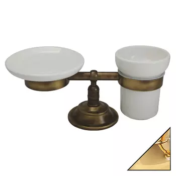 Мыльница Migliore Mirella 17325 и стакан, золото