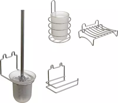 Набор DIWO Смоленск стакан ПК14802 + мыльница П14799 + ершик ПК14801 + держатель туалетной бумаги П14800 хром