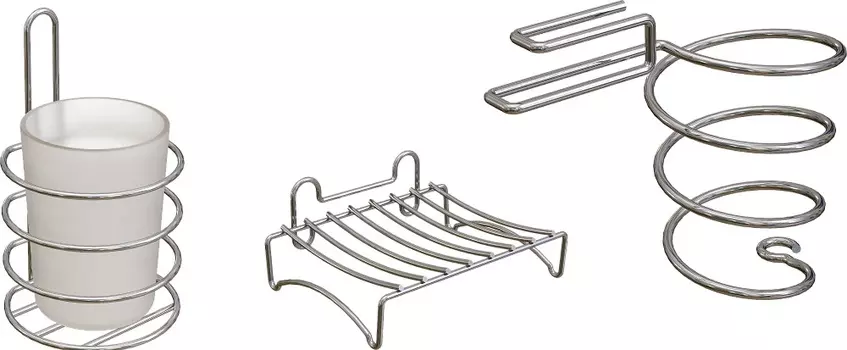 Набор DIWO Смоленск стакан ПК14802 + мыльница П14799 + держатель для фена П16072 хром