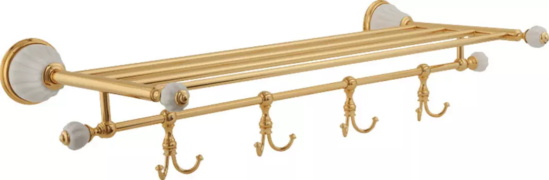 Полка Migliore Olivia 17465 с крючками, золото