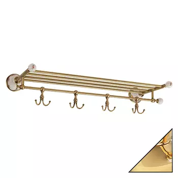Полка Migliore Provance 17702 с крючками, золото