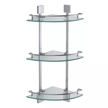 Полка угловая стеклянная Savol S-065322A-3, хром