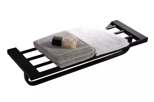 Полотенцедержатель Orans 7201000 с полкой, черный матовый