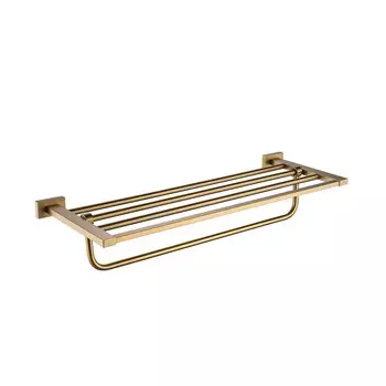 Полотенцедержатель Shevanik SG5608G с полкой, золотой сатин