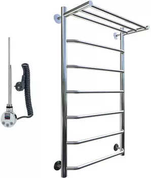 Полотенцесушитель электрический Тругор Браво эл ТЭН 1 ЛЦ4 100x60, с полкой