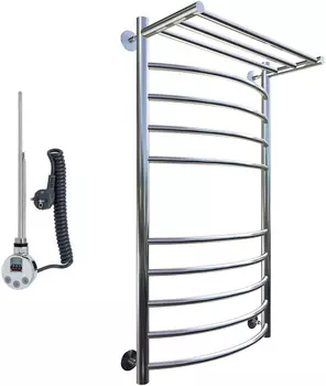 Полотенцесушитель электрический Тругор Приоритет эл ТЭН 2 П ЛЦ2 100x60, с полкой