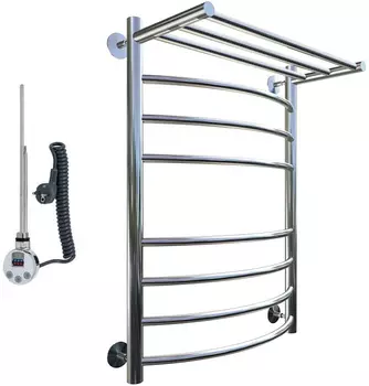 Полотенцесушитель электрический Тругор Приоритет эл ТЭН 2 П ЛЦ2 80x60, с полкой