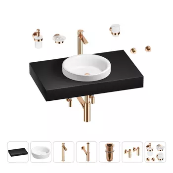 Раковина 40 см со столешницей 80 см Wellsee Doux 201009614 в наборе 10 в 1