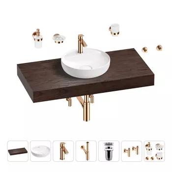 Раковина 42 см со столешницей 100 см Wellsee Chalice Perfection 201010564 в наборе 10 в 1