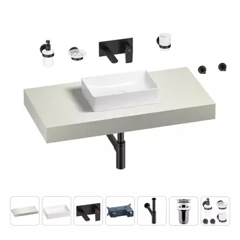 Раковина 42 см со столешницей 100 см Wellsee Pure BY Wellsee 201010807 в наборе 9 в 1