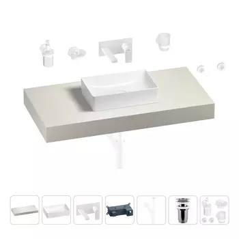 Раковина 42 см со столешницей 100 см Wellsee Pure BY Wellsee 201010810 в наборе 9 в 1
