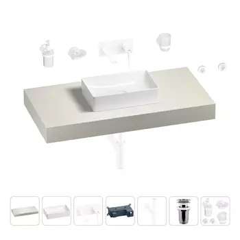 Раковина 42 см со столешницей 100 см Wellsee Pure BY Wellsee 201010815 в наборе 9 в 1
