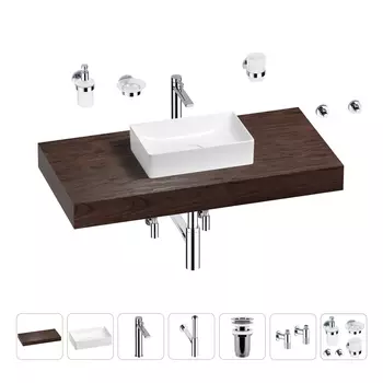 Раковина 42 см со столешницей 100 см Wellsee Pure BY Wellsee 201010846 в наборе 10 в 1